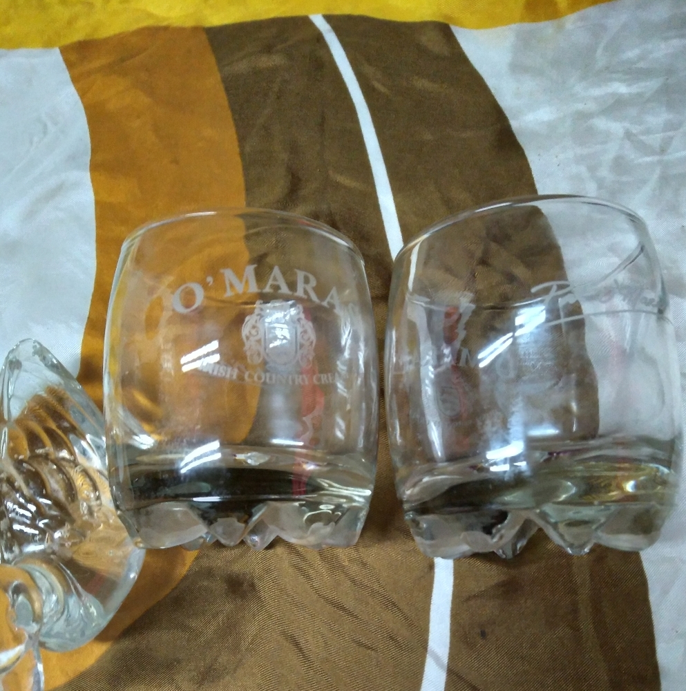 Vintage O'Mara's Irish Creme Whiskey Glasses